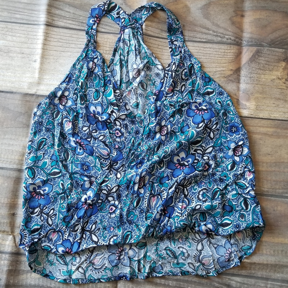 Express Blue Floral Tank Top New Size Small
